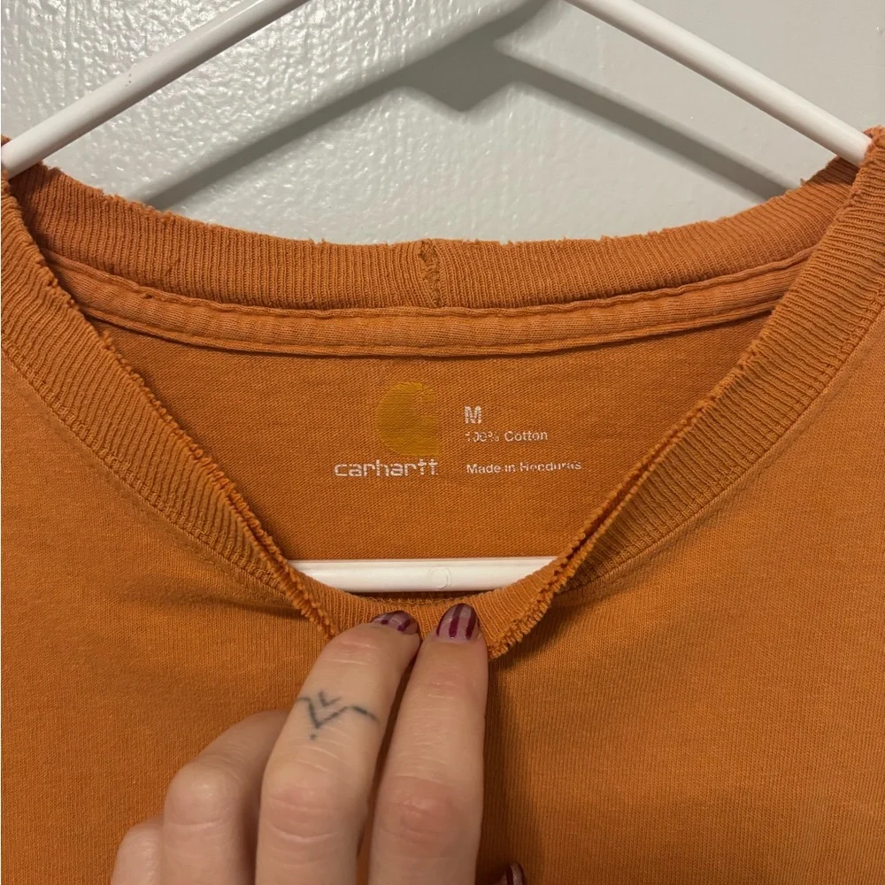 Carhartt Men's Distressed Orange T-Shirt - Picture 5 of 8